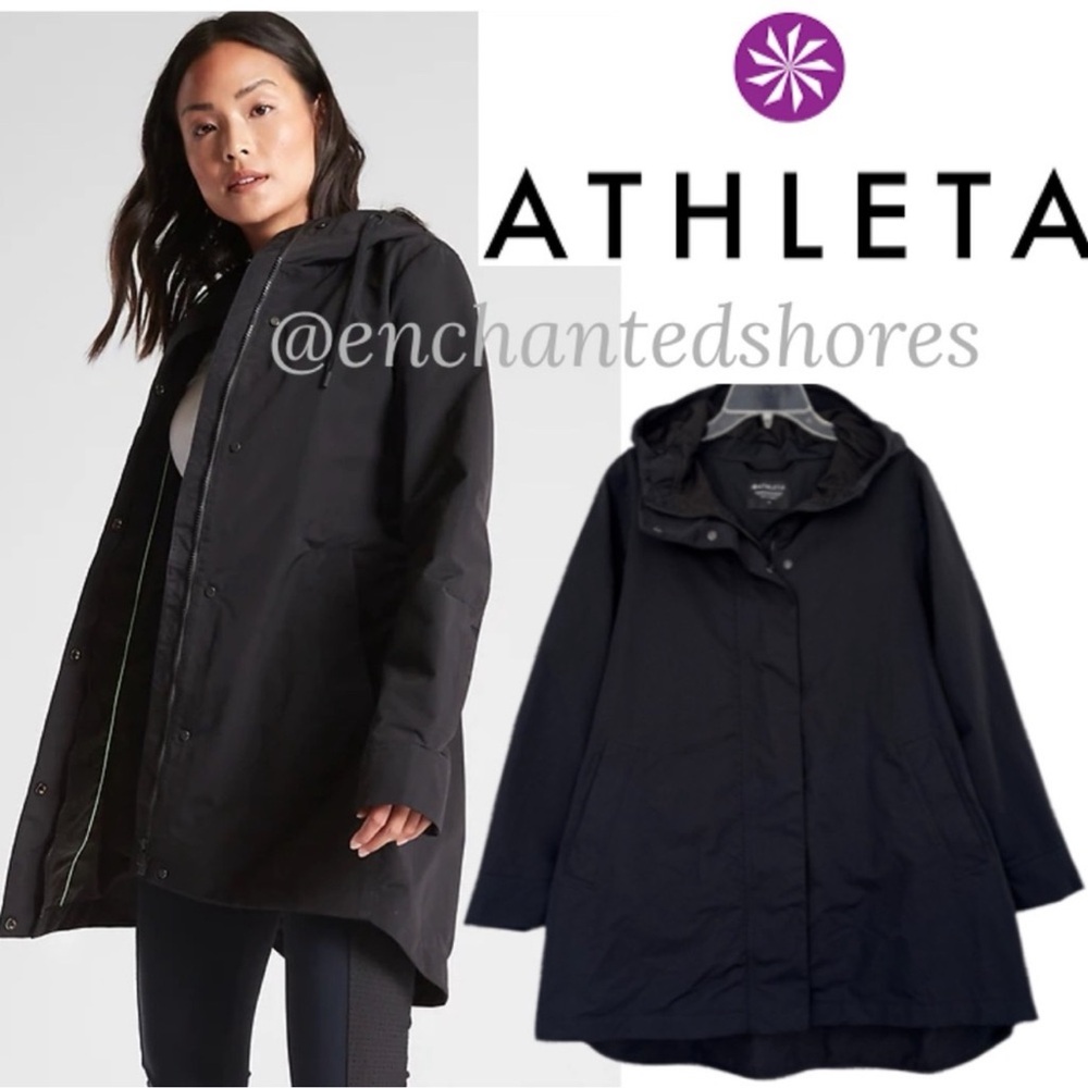Athleta Forecast Rainout Shell Jacket Rain Snow Trench All Season Black Size 1X